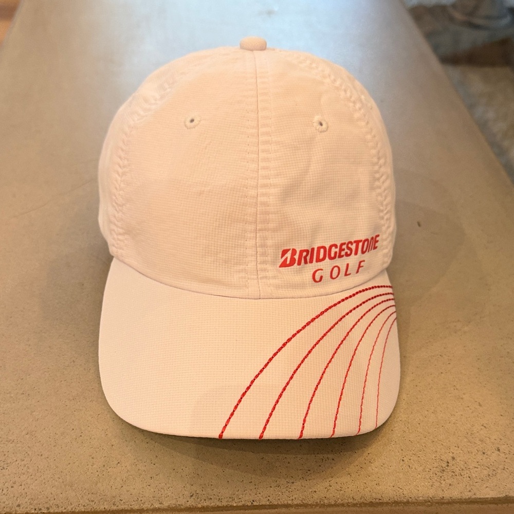 Bridgestone Women's White and Red Golf Cap